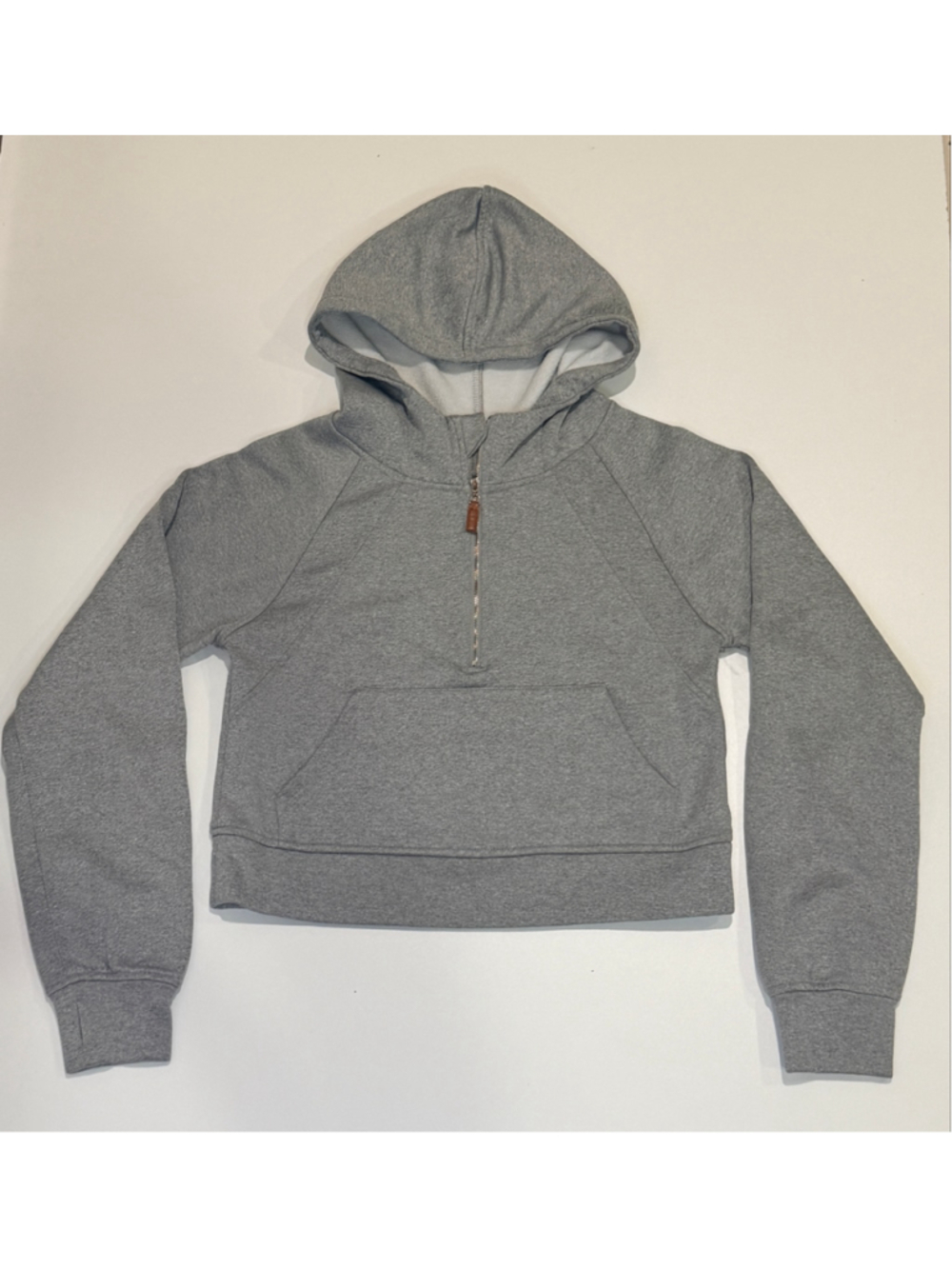 LASLULU Women’s Cropped Half-Zip Hoodie Approx M Gray Scuba Style